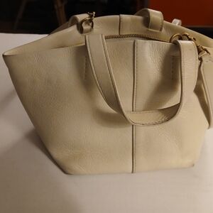 Classic Cream Tote Bag with Gold Hardware